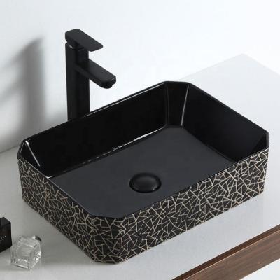 China Without Faucet Water Hand Wash Rectangle White Custom Art Ceramic Bathroom Sink Unit Triangle Sink Basin for sale