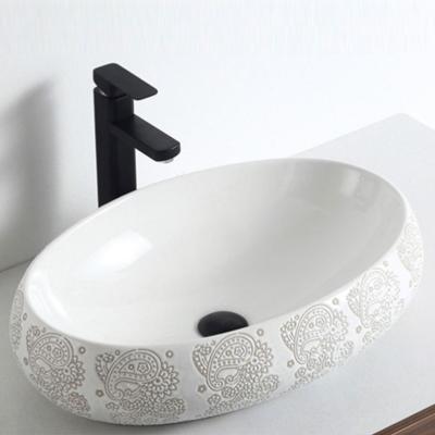 China Modern Porcelain Gold Silver Color Bathroom Water Drop Form Classic Art Basin Sanitary Sink Cabinet Semi Recessed Cheap for sale