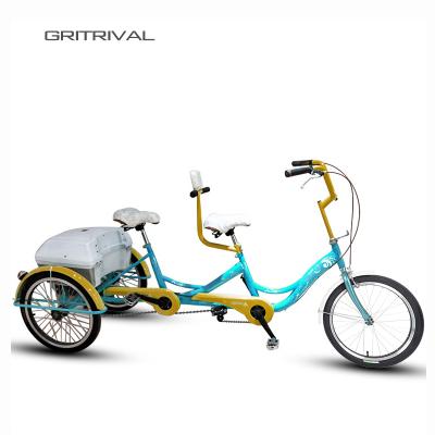 China Ride green tire fat 24 adult tricycles 2 two inch seat trike foldable tricycles with child seat roof basket for sale for sale