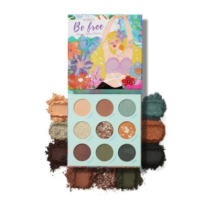 China Christmas Private Label Luxury 9 Shades Waterproof Soft Beige Brown Pressed Loose Dye Shimmer Shimmer Eyeshadow Palette for sale