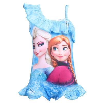 China Anna Elsa Cartoon Princess Children's Swimsuit Beachwear One-Piece Breathable Girl&'s Swimsuit New for sale