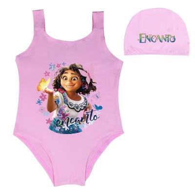 China Full Chamber Breathable Magical Cartoon Summer Encanto Swimsuit Girls Candy Color One Piece Swimming Suit for sale