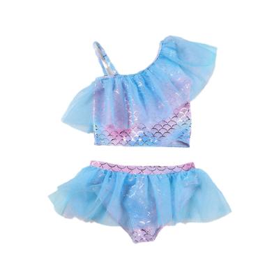 China Summer Children's Swimsuit Girl's Breathable Princess Mermaid Off Shoulder Set Children Swimsuit for sale