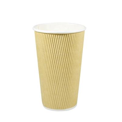 China 12oz 16oz 20oz Biodegradable Disposable Single Wall Paper Cup Hot/Cold Drink Single/Ripple/Double Wall Coffee Paper Cup for sale