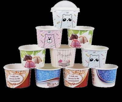 China Wholesale Disposable Customer Printed Ice Cream Walls Disposable Paper Cup With Dome Lid for sale