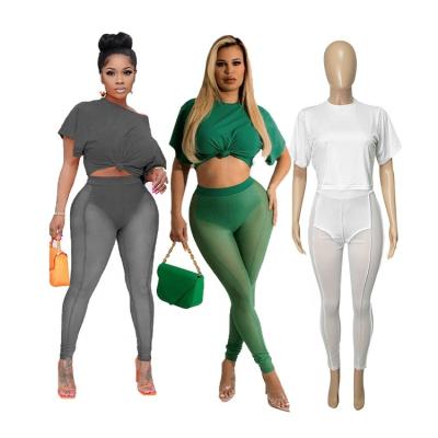 China 2022 New Arrivals Spring Summer Women Breathable Milk Cotton Shorts Sheath Two 2 Piece Mesh Sexy Pants Leggings Set For Women for sale