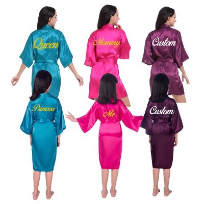 China Logo Plus Size Satin Mommy and Me Custom Made QUICK DRY Long Robe Femme Women Kids Satin Bath Bridesmaid Wedding Party Bridesmaid Dresses for sale