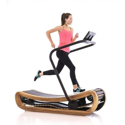 China 2021 TX- 154 Commercial Bodybuilding Machine Gym Wooden Manual Equipment Treadmills Wooden Curved Treadmill for sale