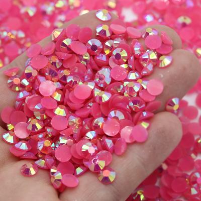 China Flatback XULIN Jelly Fucsia AB Colors Mixed Sizes Flatback Plastic Rhinestone Foiled Resin Back Stones for sale