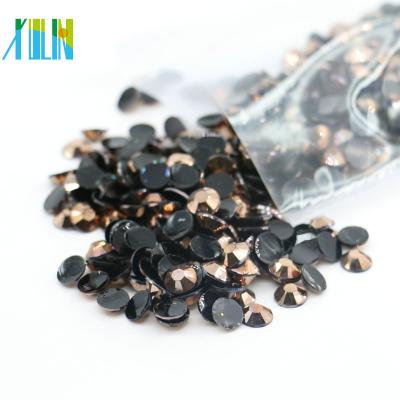 China XULIN 5mm Flatback Half Round Jet Plated Copper Flat Back Non Hotfix Resin Faux Stone For Decorate for sale