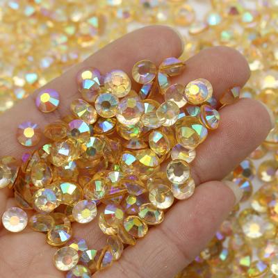 China New Transparent Color 5mm Jelly Crystal Yellow ab Resin Bottom Fake Stone from Flatback XULIN for sale