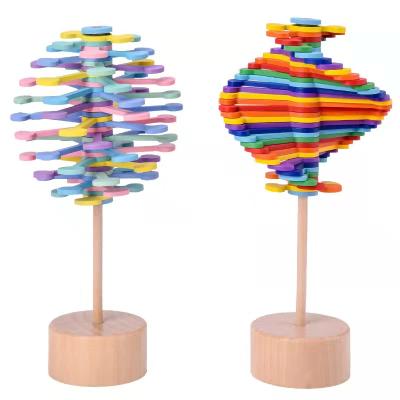 China The dropshipping agent chosen by hello eco-friendly material Wooden Decoration Decompression Toy Rotating Lollipop for shopify for sale