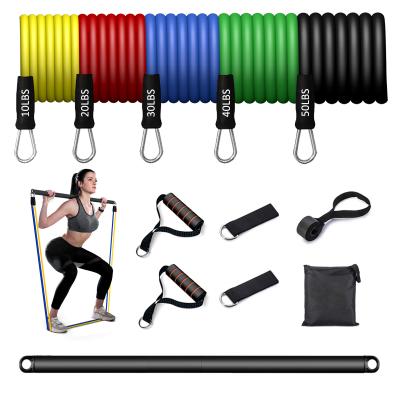 China Selected Multifunctional Elastic Band Gym Drop Shipping Agent Fitness 11pcs Fitness Home Pilates Training Resstance Tube Band Set Durable Hello for sale