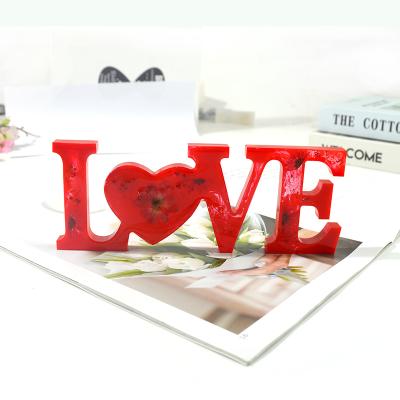 China DM036 Hot Selling Viable Alphabet Resin Silicone Mold Letter Mold Dried Big Flower LOVE Mold For Home Decoration for sale