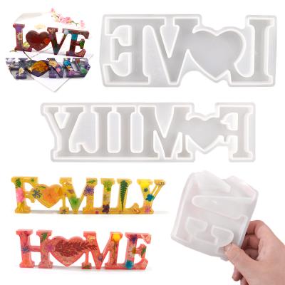 China DM124 LOVE FAMILY LOVE FAMILY Letter Mold Viable Epoxy Silicone Resin Alphabet Molds for Resina Art Craft Decoration Jewelry Keychain for sale