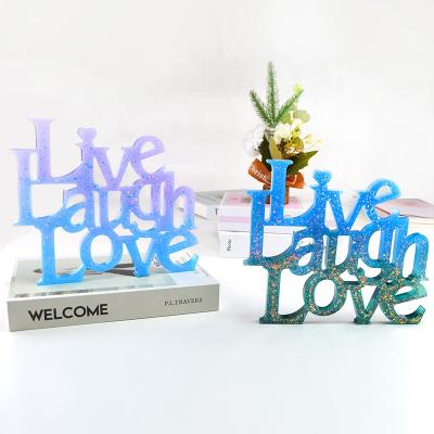 China 2021 Hot Sale LIVE LOVE Alphabet Word Sign Silicone Resin Letter Mold Viable for DIY Table Decoration for sale