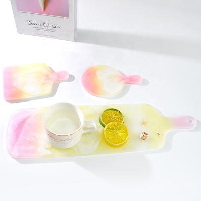 China TC139 Tray Handle Moldes Silicon Resin Coaster Viable Silicone Resin Mold Epoxy for sale