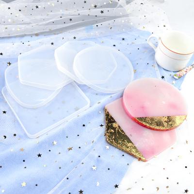 China Wholesale Viable DIY Round Square Hexagon Shape Coaster Fruit Cup Pads Coaster Molds Silicones Resin For Table Craft for sale