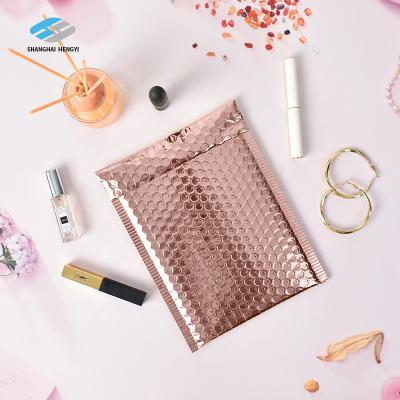 China Poly Strong Adhesive Wholesale Custom Bubble Mailers Shipping Bubble Pack Sender Rose Gold Bubble Mailer for sale