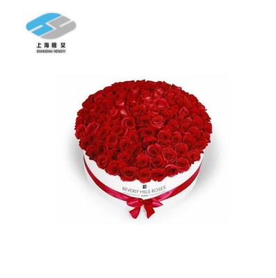 China Biodegradable Heart Flower Bouquet Cardboard Gift Box Waterproof Cylinder Packaging Box for sale