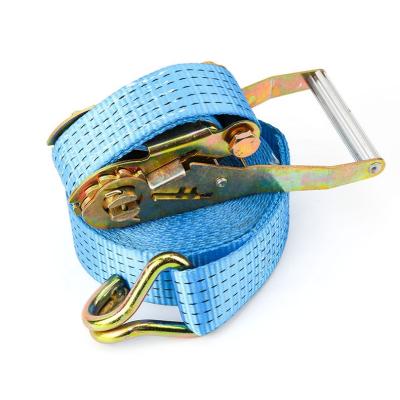 China 25MM-100MM Durable Polyester Lashing Tie Down Cargo Tether With Double J-Hooks Strap for sale