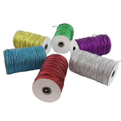 China Bags Packaging Custom Cord 1-6mm Metallic Gold Silver Elastic Rope Twine for sale