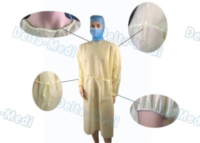 China PP Light Yellow Disposable Isolation Gowns Protective Surgery Clothing for sale