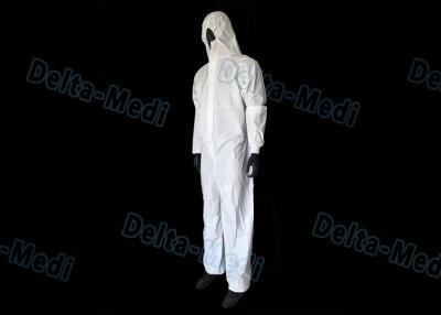 China White SF Disposable Hooded Coveralls , Anti Water Disposable Safety Coveralls for sale