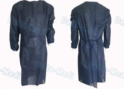 China Dark Blue Non Woven Disposable Isolation Gowns Long Sleeve For Medical Surgical Procedures for sale