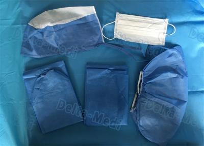 China Dark Blue Disposable Protective Apparel , Disposable Scrub Suits With Shirt / Pants for sale