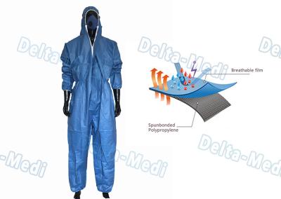 China Blue Film Breathable Disposable Coveralls Working Uniform S - XXL For Industry for sale