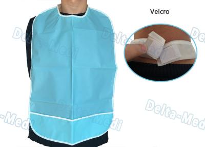 China CPE Waterproof Disposable Dental Bibs with Velcro Blue Color 45 X 48cm for sale