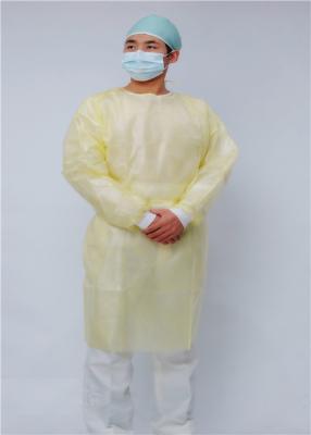 China Waterproof Yellow 25 Pack 115CM Disposable Isolation Gowns for sale