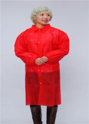 China Red Shirt Collar 106cm Microporous Disposable Protective Gown for sale