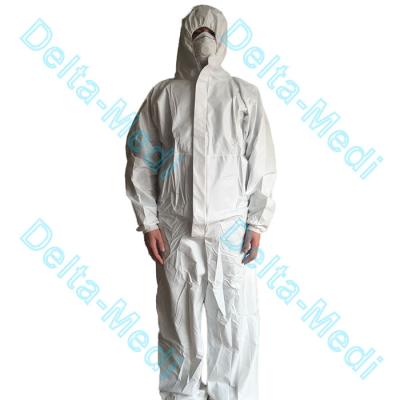 China Waterproof Antistatic Disposable Protective Coveralls Front Zipper for sale