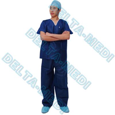 China Dustproof Breathable V Neck Disposable Scrub Suit Warm Up With Pockets for sale