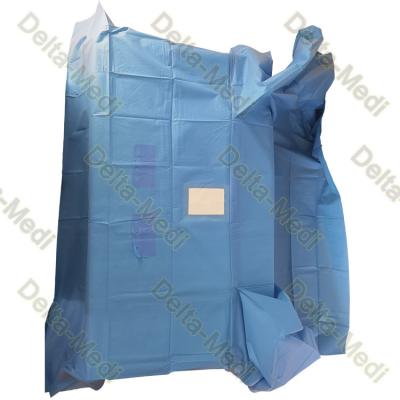 China SMS Sterile Reinforced Thyroid Drape With Square Fenestration And Tube Holders for sale