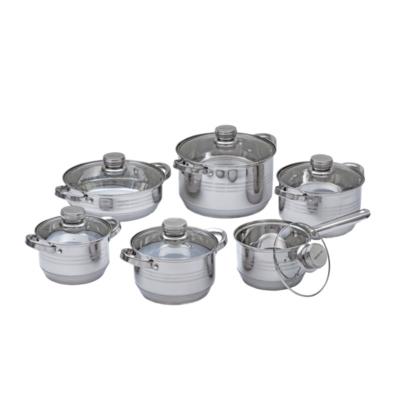 China Manufacturer Supply 12pcs Sustainable Stock Stainless Steel Cookware Set In Euro And South America Market for sale