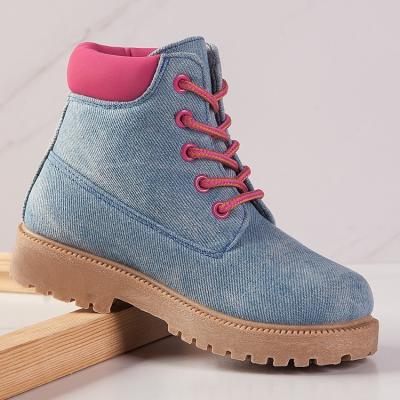 China 2021 Fashion Children Kids Winter Canvas Jeans Boots Anti-slippery Resistant Shoes for sale