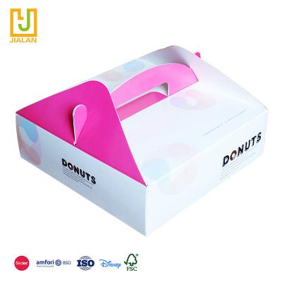 China Simple And Cute Design Handmade Factory Direct High Quality Spot Icons With Fold Donut Carry Loop Food Box For for sale