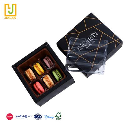 China China Factory Good Price Handmade Large In Black Double Layer Running Line With Plastic Compartment Macaron Box Wholesale for sale