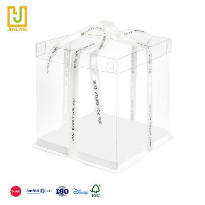 China World's Best Selling Transparent Box PVC Shell With Ribbon Clear Cake Custom Handmade Products White Paper Base for sale