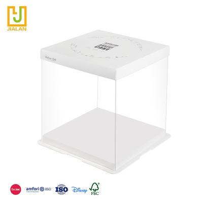 China High quality and low price existing full transparent design beautiful and unique cake square handmade tall box for sale