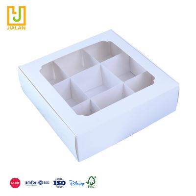 China Factory Supply Handmade Discount Price In Korean Stock White Square Window With Cover Around Cake Boxes For Puffs for sale