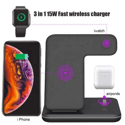 China Dropshipping QI Smartphones 3 in 1 15w Type C Portable Multi Function Mobile Phone Charging Qi Wireless Charging Station for sale