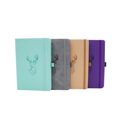 China New Design Deer Embossed PU Leather Hardcover Custom Logo Diary A5 Hardcover Book With Pen Holder Year Planner for sale