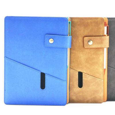 China Magnetic closed spiral binding diary&planner PU leather hard cover hardcover notebook with pocket inside for sale