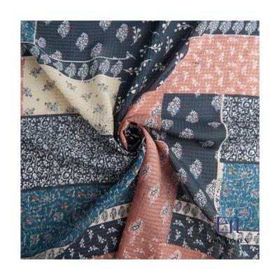 China Fashion Anti-static Floral Chiffon Fabric 100%Polyester Shift Dresses For Ladies for sale