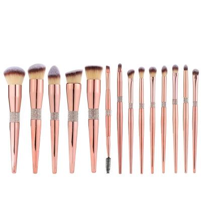 China Long Lasting Custom Made Goods 10/12/14 PC Logo Bling Rose Gold Make Up Detergent Pink Face Brush Base Cosmetic Makeup Brush Sweep for sale