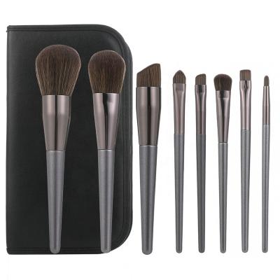 China Wholesale 8Pcs Private Label Makeup Professional Long Lasting Brush Base Holder Black Cosmetic Set Brush for sale